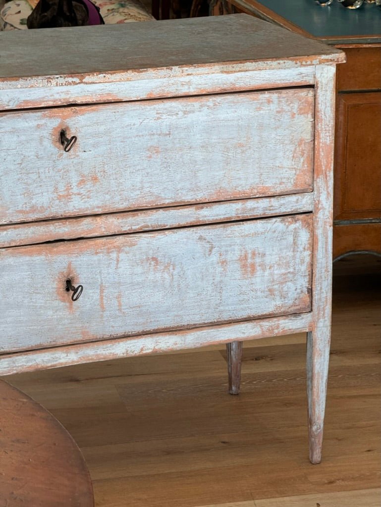 Pale Blue Polychrome Italian Commode, 19th Century - Helen Storey Antiques