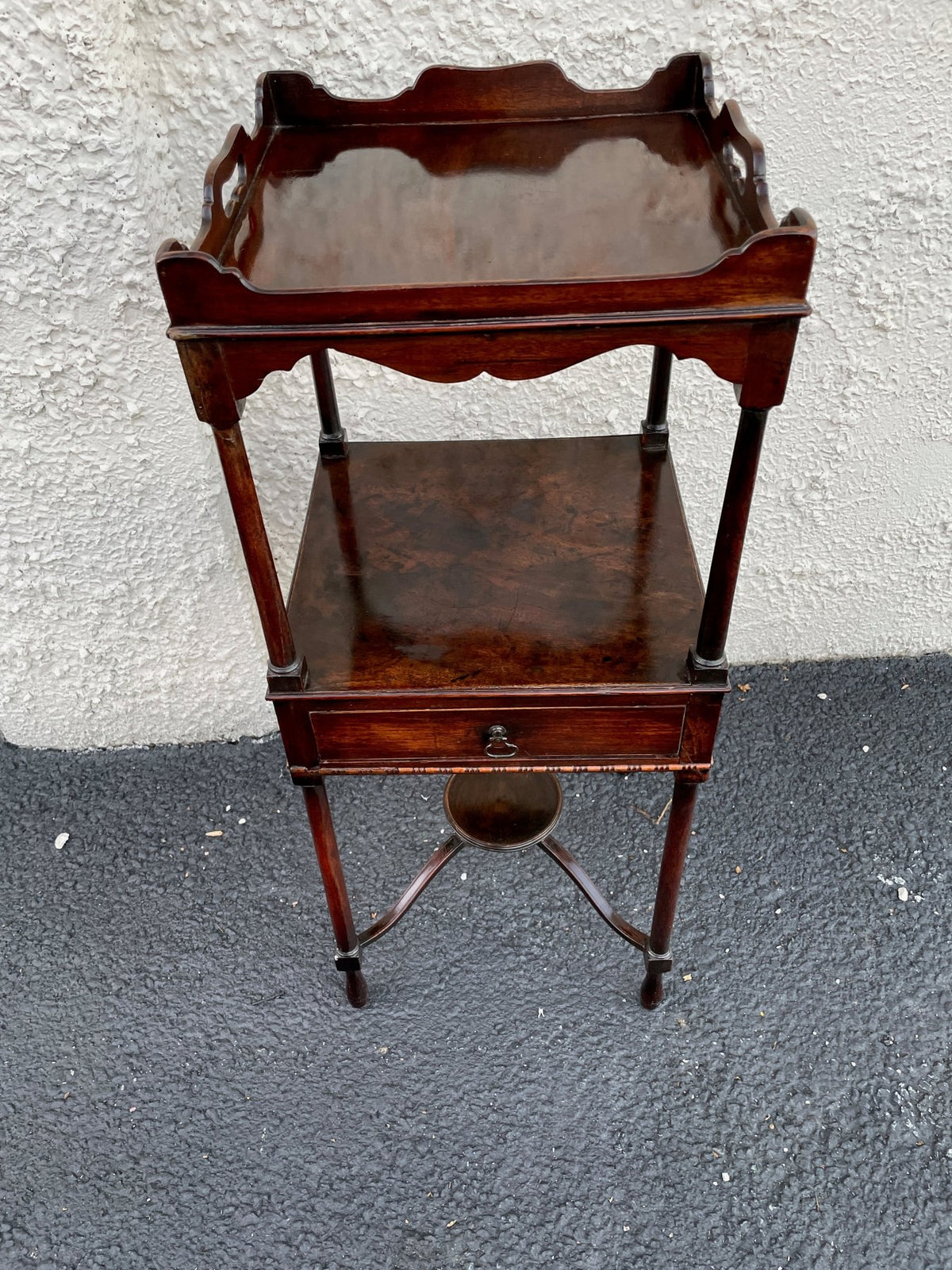 Period Regency 3 - Tier Antique Wood Stand Side Table - Helen Storey Antiques