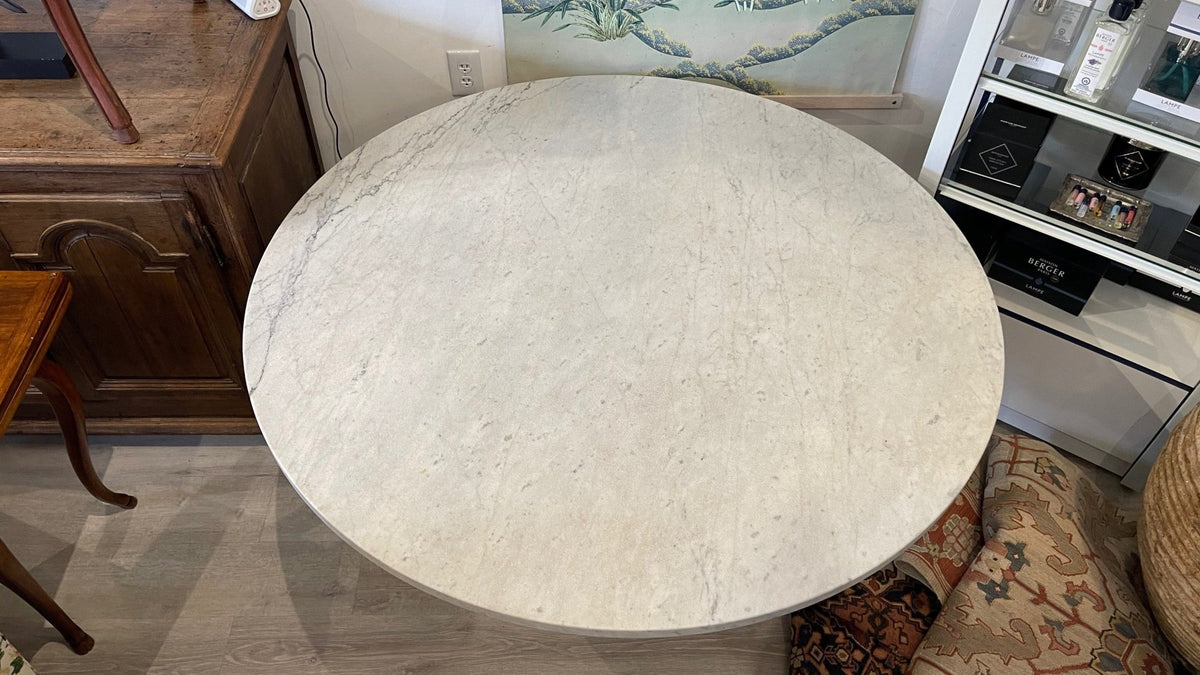 PK54 STEEL &amp; MARBLE TABLE BY POUL KJAERHOLM, DENMARK - Helen Storey Antiques