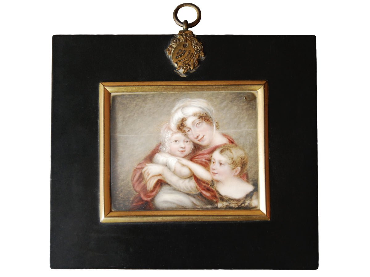 Portrait Miniature - Mother and two children - Albin Roberts Burt