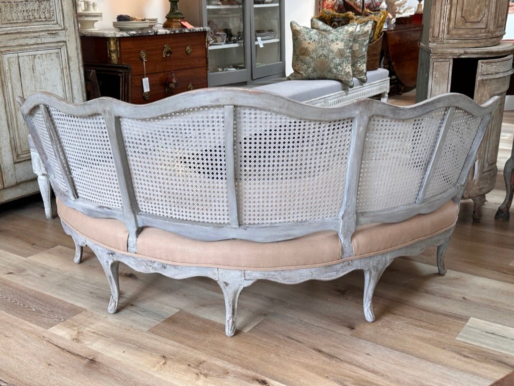 Rare 18th Century French Curved Canape Settee - Helen Storey Antiques