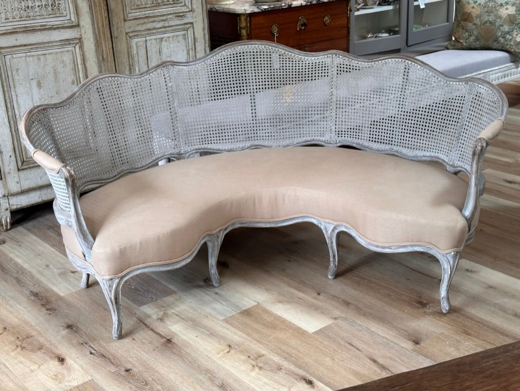 Rare 18th Century French Curved Canape Settee - Helen Storey Antiques