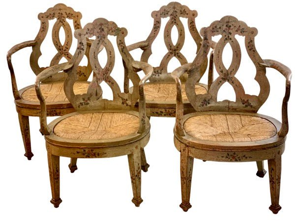 RARE 18TH CENTURY ITALIAN - French POLYCHROME ARMCHAIRS