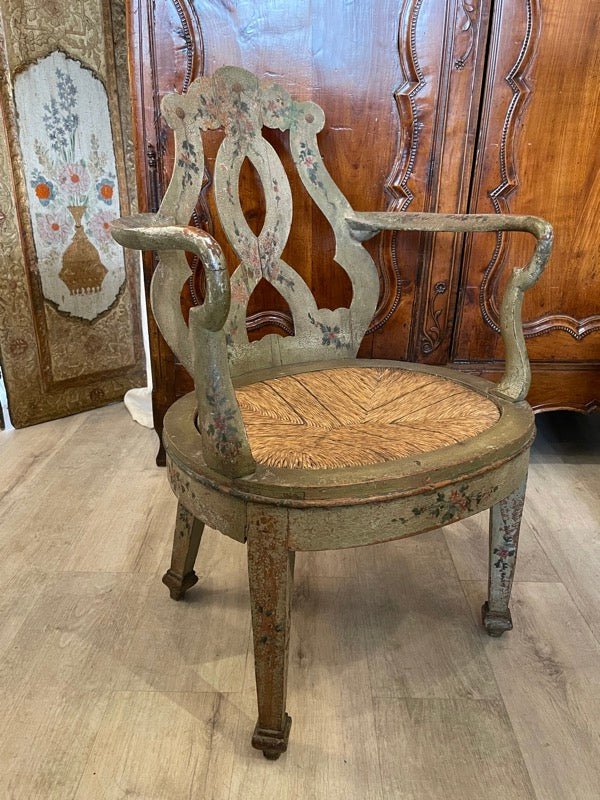 RARE 18TH CENTURY ITALIAN - French POLYCHROME ARMCHAIRS - Helen Storey Antiques