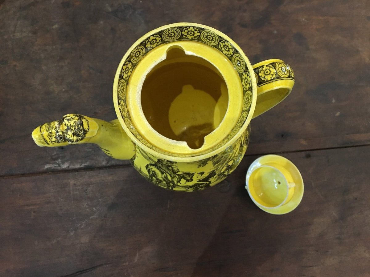 Rare Canary Yellow Creil Coffee Pot, 1815 - 1820 - Helen Storey Antiques