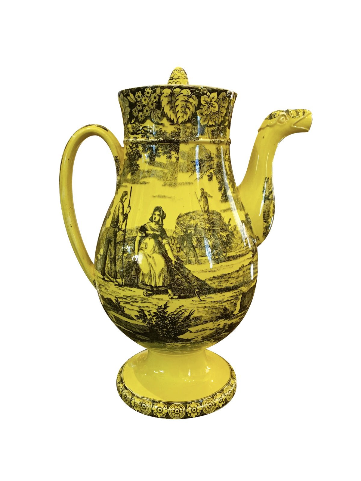 Rare Canary Yellow Creil Coffee Pot, 1815-1820