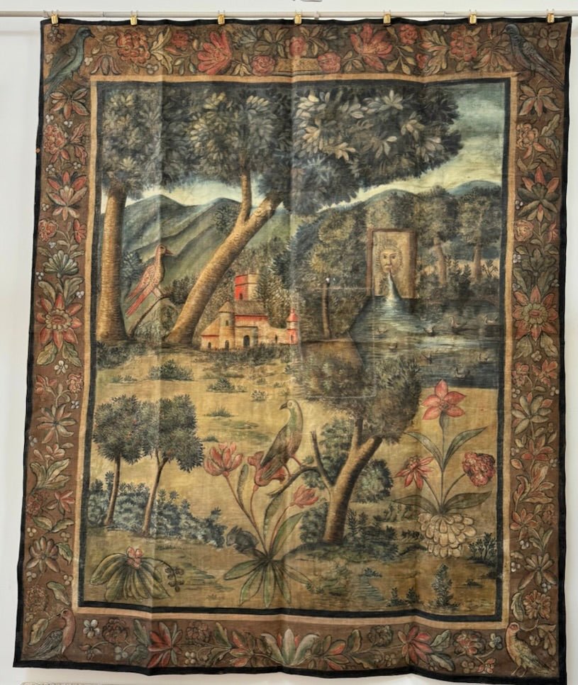 Rare Louis XV French Early 18th Century Toile Peinte Tapestry - Helen Storey Antiques