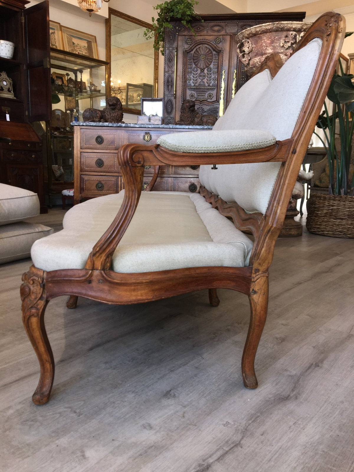 Rare M. Gourdin Signed Louis XV Settee - Canapé à Chassis - Sofa à la Rein - Helen Storey Antiques