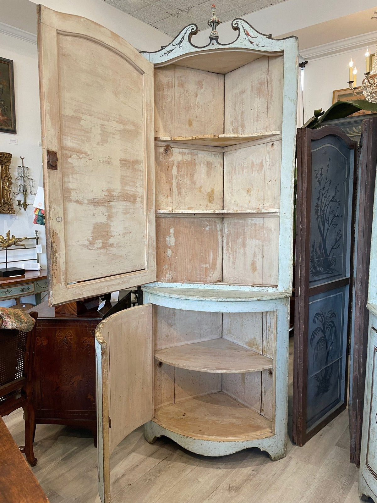 RARE PAIR OF 18TH - 19TH CENTURY SWEDISH CORNER CUPBOARDS - Helen Storey Antiques