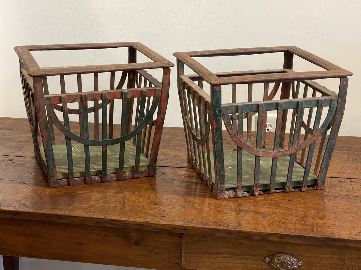 RARE PAIR OF FRENCH IRON JARDINIERES, late 19th Century - Helen Storey Antiques