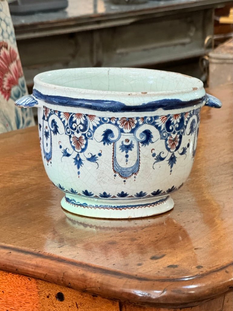 Rare Rouen French Faience Tin - Glazed Earthenware Ice Pail, 18th Century - Helen Storey Antiques