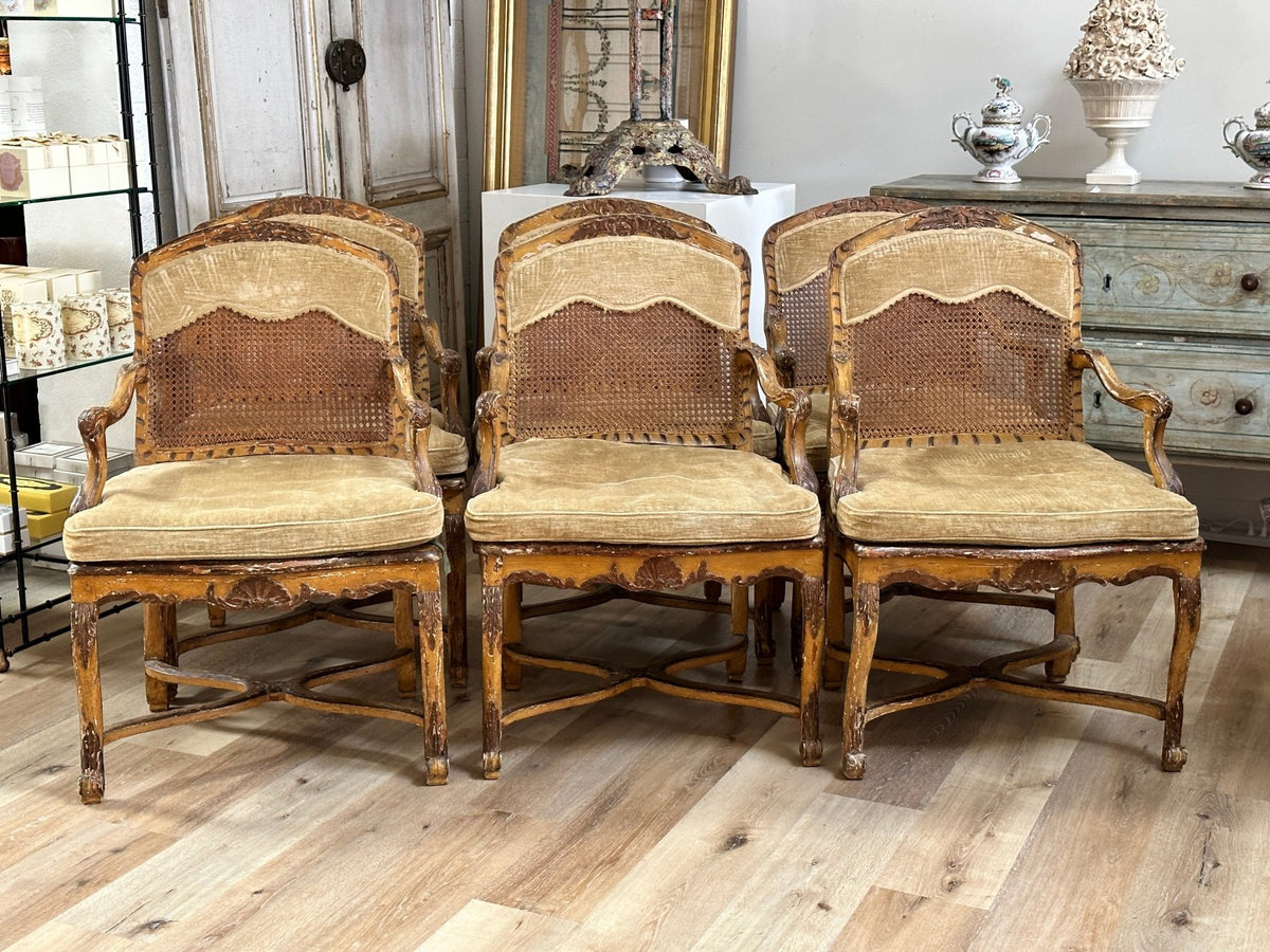 Rare Set of Six 18th Century Venetian Armchairs with original paint - On Hold - Helen Storey Antiques