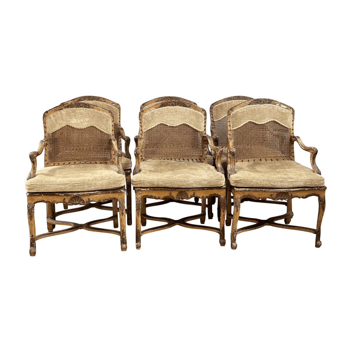 Rare Set of Six 18th Century Venetian Armchairs with original paint - On Hold - Helen Storey Antiques