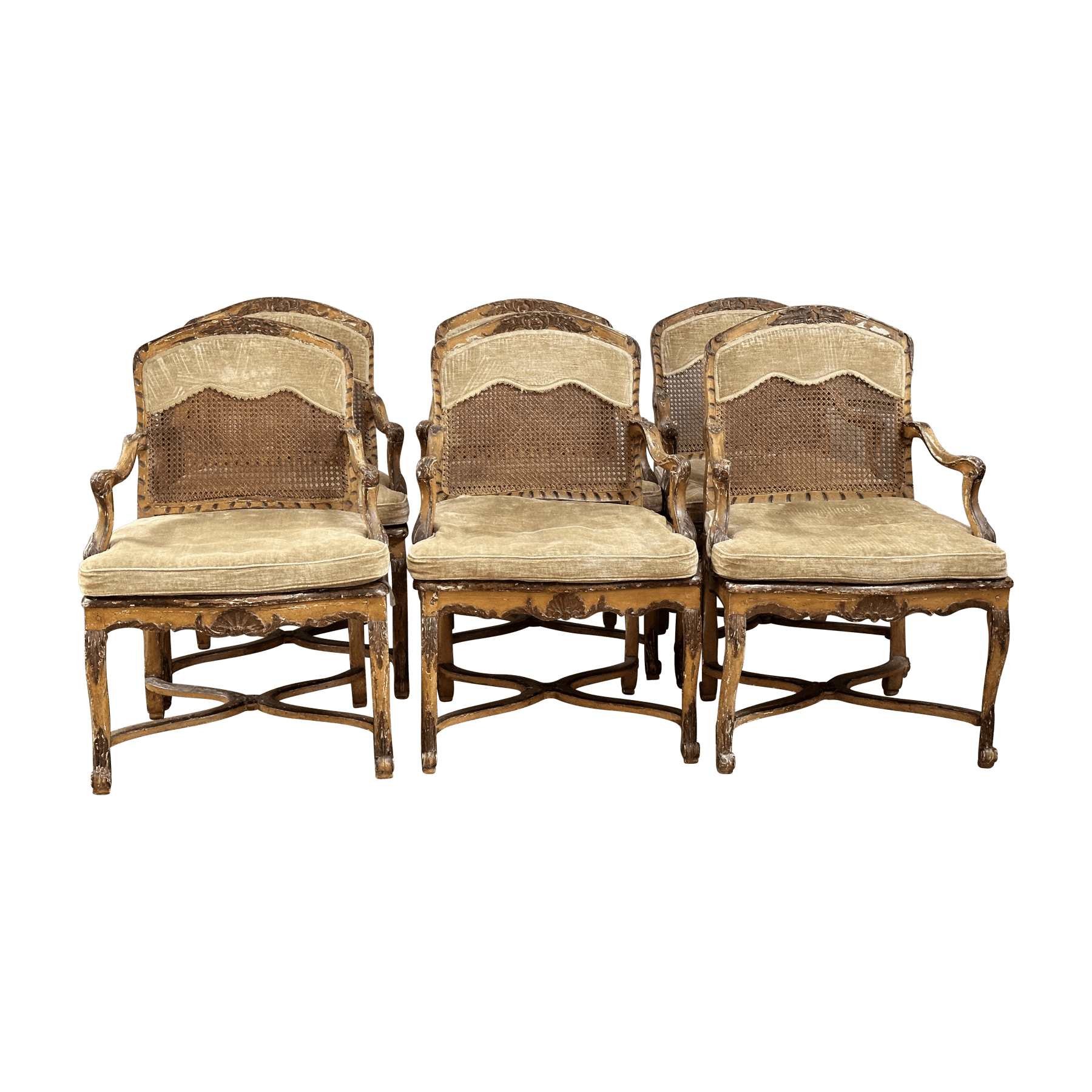 Rare Set of Six 18th Century Venetian Armchairs with original paint - On Hold