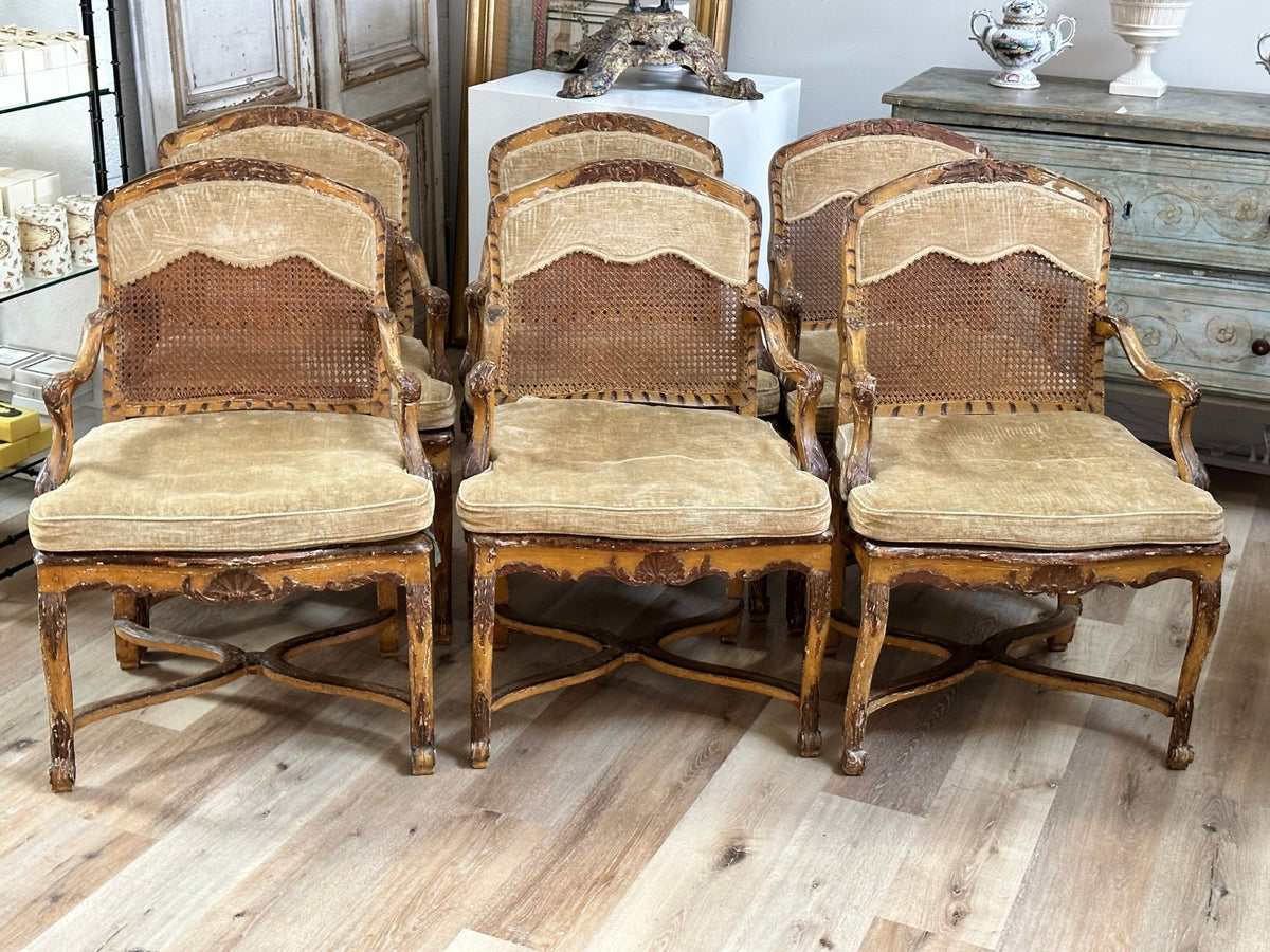 Rare Set of Six 18th Century Venetian Armchairs with original paint - On Hold - Helen Storey Antiques