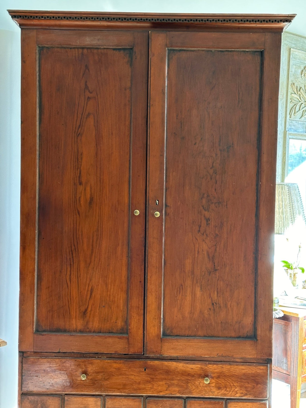 Rare Virginia, Richmond School, Yellow Pine Apothecary Cupboard, 1790 - 1820 - Helen Storey Antiques