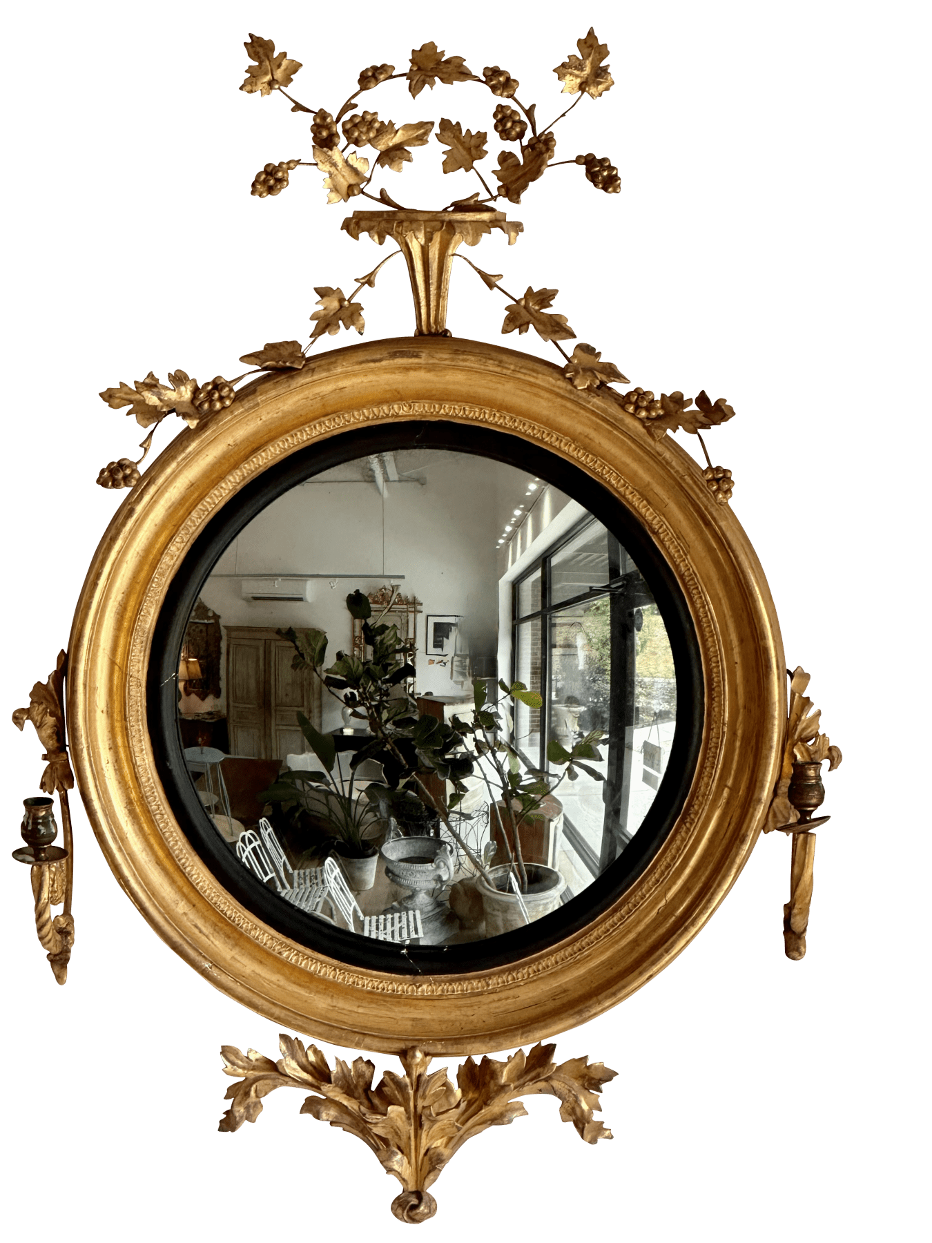 Regency Convex Girandole Mirror with Two Lights