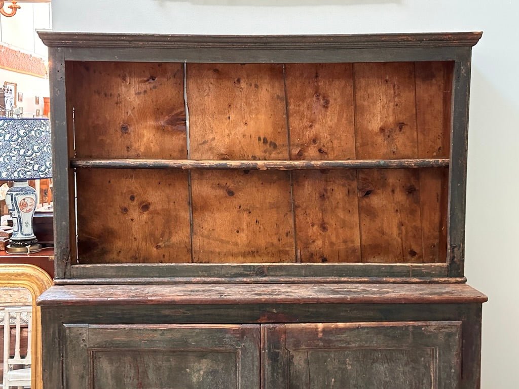 Rustic Painted 18th Century Two - Part Cupboard Scandinavian, German - Helen Storey Antiques