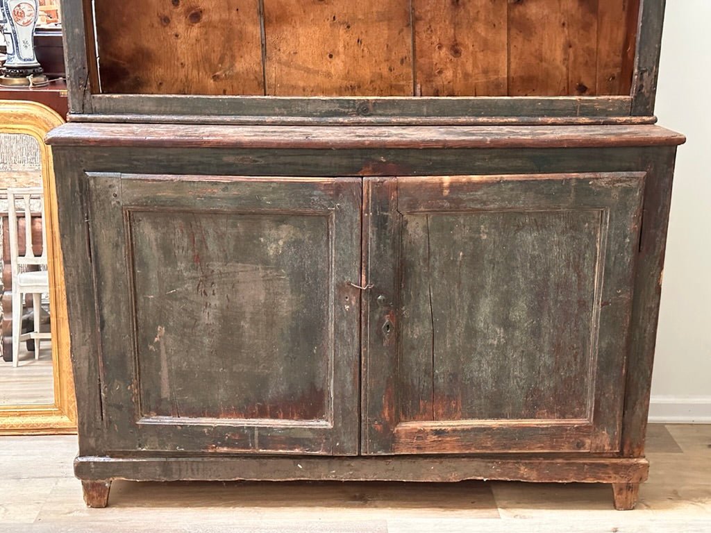 Rustic Painted 18th Century Two - Part Cupboard Scandinavian, German - Helen Storey Antiques