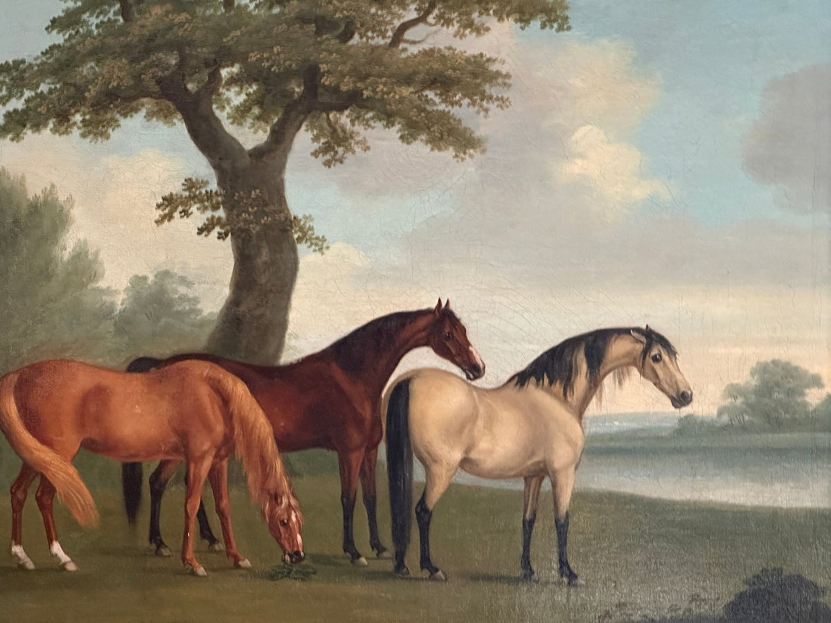 Sartorious, Three Horses Oil on Canvas, Signed (1759 - 1828) - Helen Storey Antiques