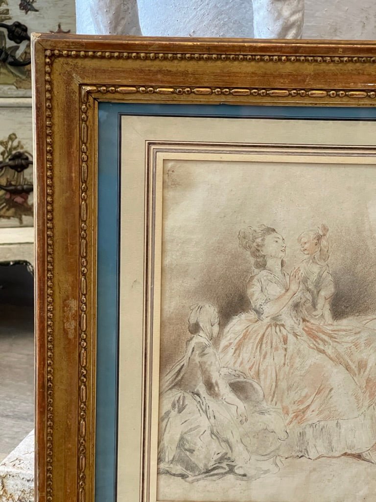 Sepia and Charcoal Sketch Attributed to Jean - Honore Fragonard - Helen Storey Antiques