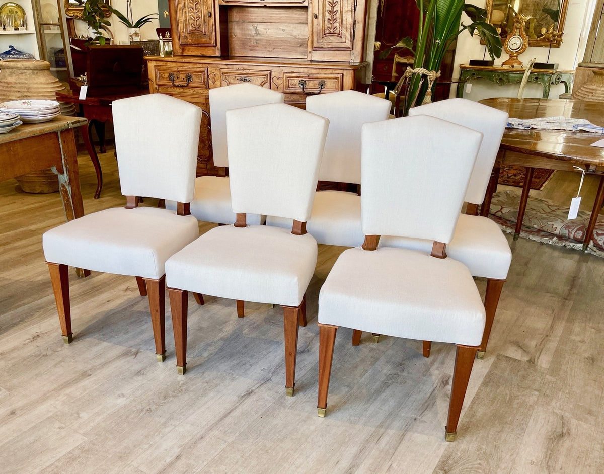 Set of 6 French Art Deco Mahogany Side Chairs - Helen Storey Antiques