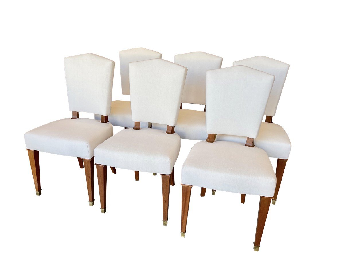 Set of 6 French Art Deco Mahogany Side Chairs - Helen Storey Antiques