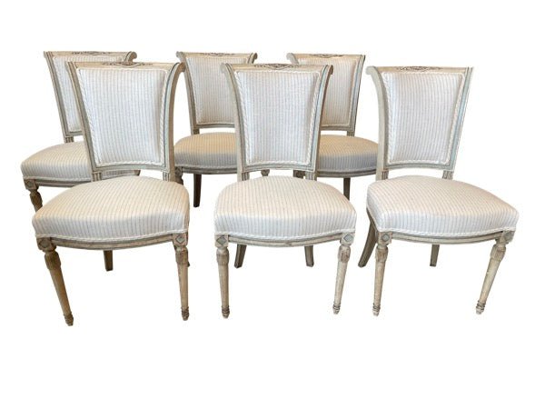 SET OF SIX FRENCH DIRECTOIRE DINING CHAIRS - Helen Storey Antiques