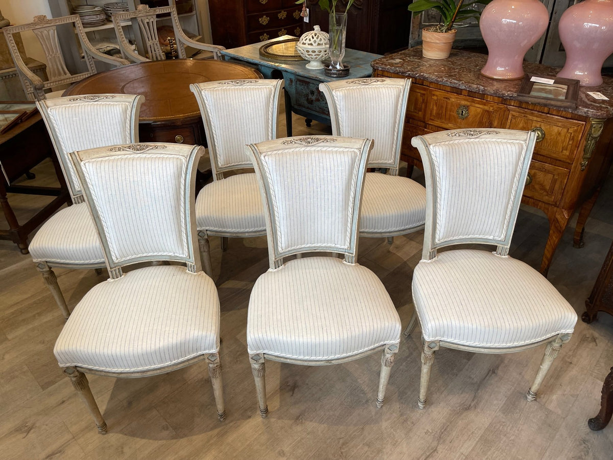 SET OF SIX FRENCH DIRECTOIRE DINING CHAIRS - Helen Storey Antiques