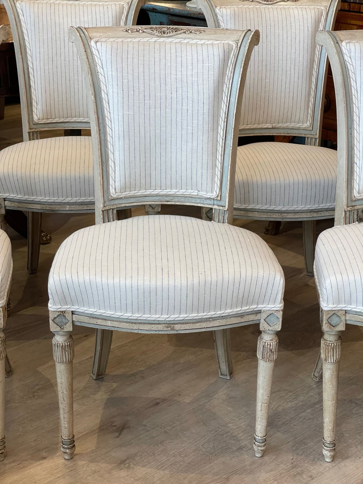 SET OF SIX FRENCH DIRECTOIRE DINING CHAIRS - Helen Storey Antiques