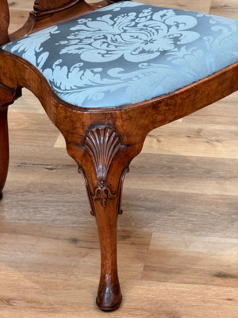 Set of Six George I Burlwood Veneered and Carved Dining Chairs - Helen Storey Antiques