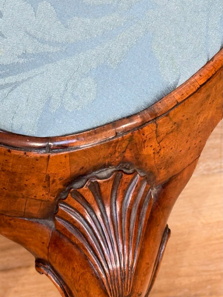 Set of Six George I Burlwood Veneered and Carved Dining Chairs - Helen Storey Antiques