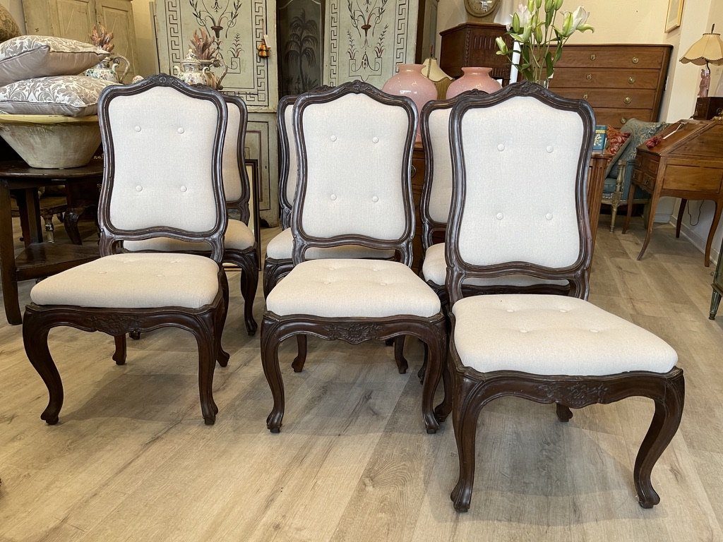 SIX 18TH CENTURY ITALIAN DINING CHAIRS - LOUIS XV MANNER - Helen Storey Antiques