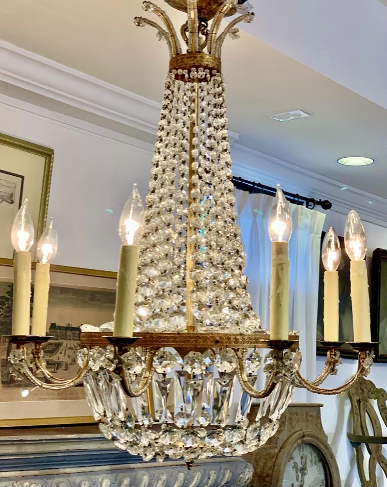 SMALL FRENCH CRYSTAL CHANDELIER - Helen Storey Antiques