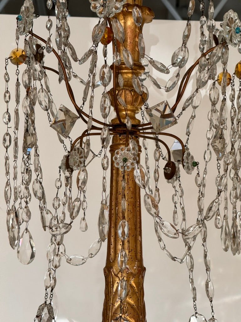 Stunning 19th Century Genovese Chandelier, giltwood and crystal - Helen Storey Antiques