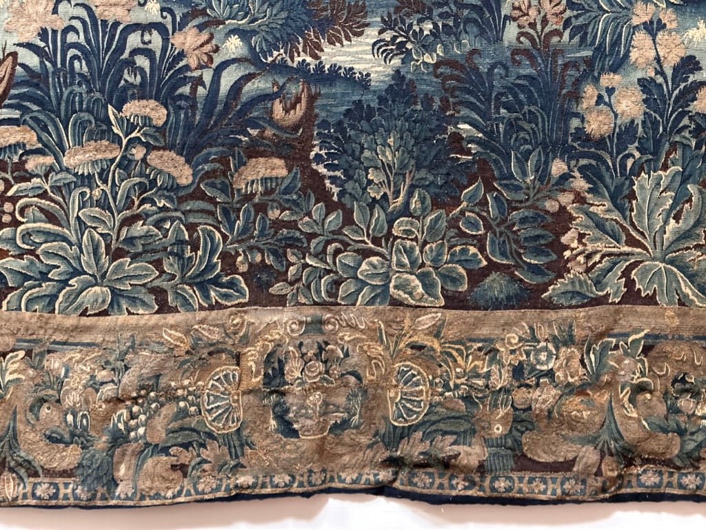 Stunning Flemish Verdure Tapestry Oudenaard, Wool &amp; Silk, 17th Century - Helen Storey Antiques