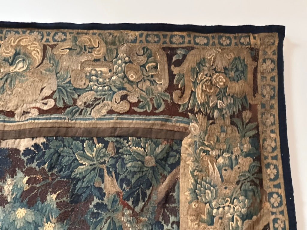 Stunning Flemish Verdure Tapestry Oudenaard, Wool &amp; Silk, 17th Century - Helen Storey Antiques