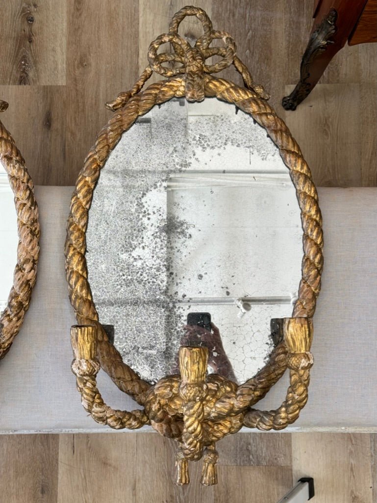 Stunning Pair of 19th Century English Rope Twist Mirrors by C. Nosoti - Helen Storey Antiques