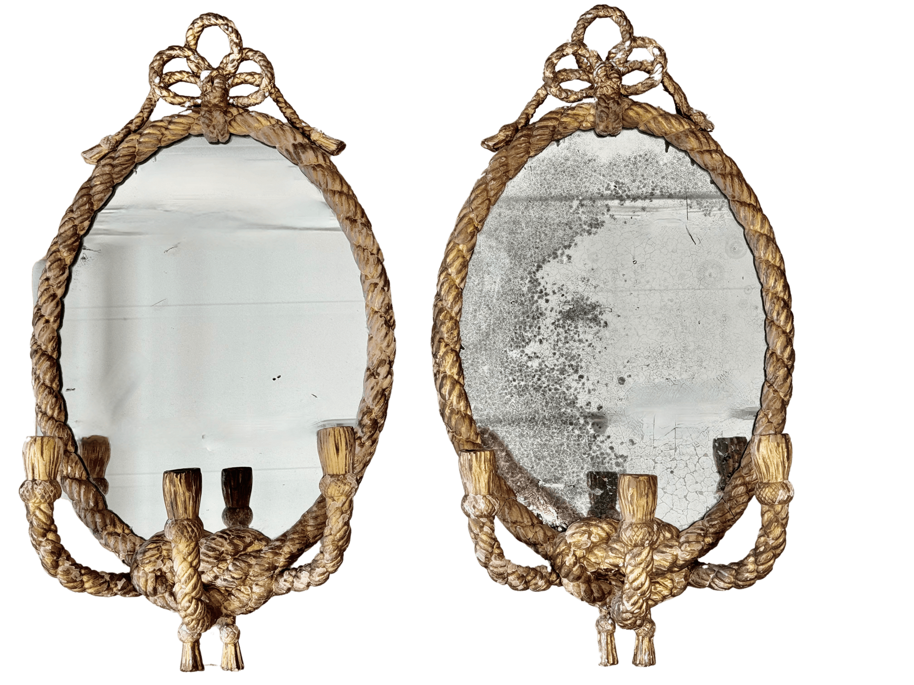 Stunning Pair of 19th Century English Rope Twist Mirrors by C. Nosoti