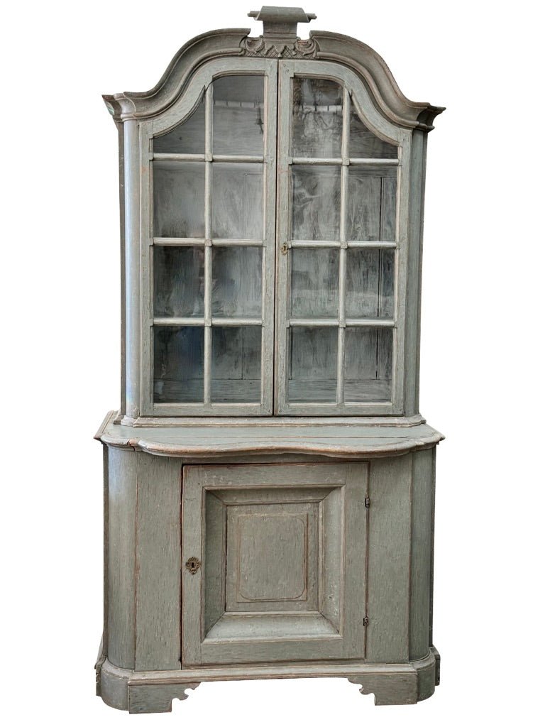 Swedish Blue Painted China Cabinet, circa 1800