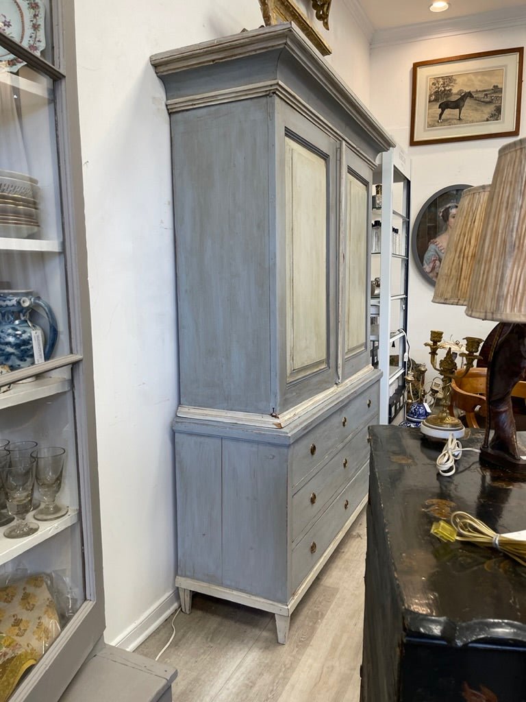 Swedish Gustavian Cabinet - Blue Painted, Late 18th Century - Helen Storey Antiques