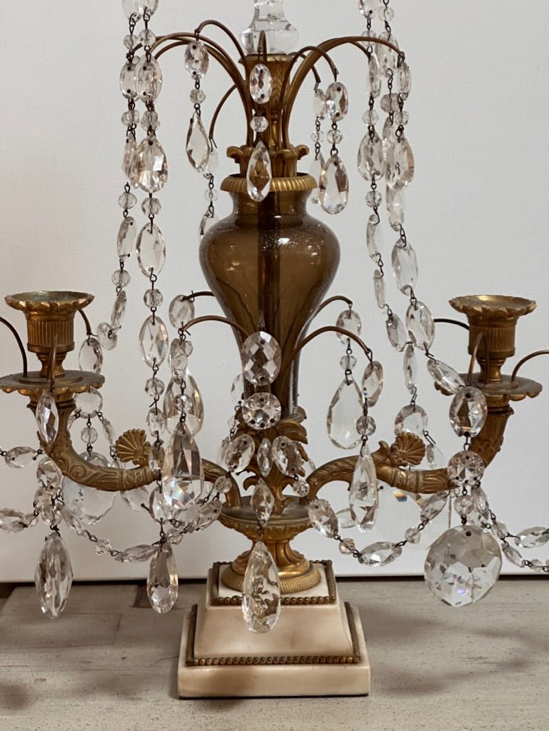 Tsar Era Gilt Bronze and Crystal Candelabra Girandoles - Helen Storey Antiques