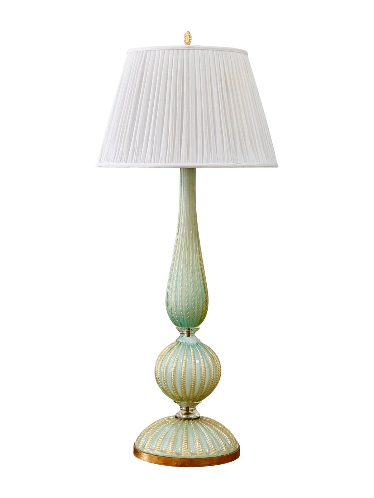 Turquoise &amp; Gold Aventurine Murano Glass Table Lamp, Circa 1960 - Helen Storey Antiques