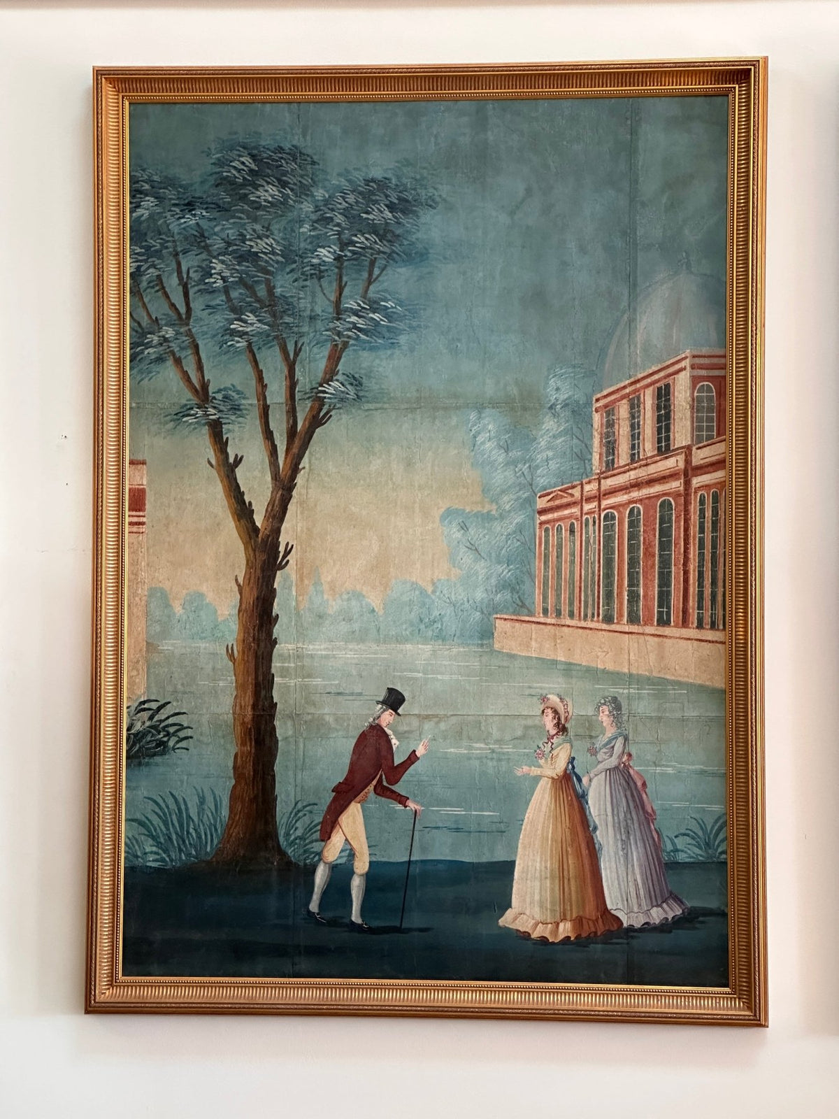 Two Rare Panels of late 18th Century French Dufour Hand - Painted Wallpaper - Helen Storey Antiques