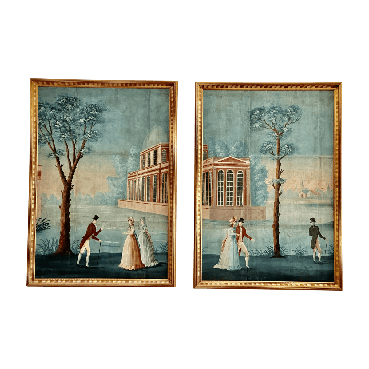 Two Rare Panels of late 18th Century French Dufour Hand - Painted Wallpaper - Helen Storey Antiques