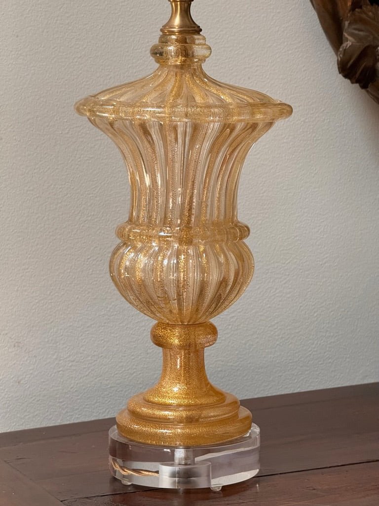 Venetian Gold Barovier &amp; Toso Murano Glass Lamp - Helen Storey Antiques