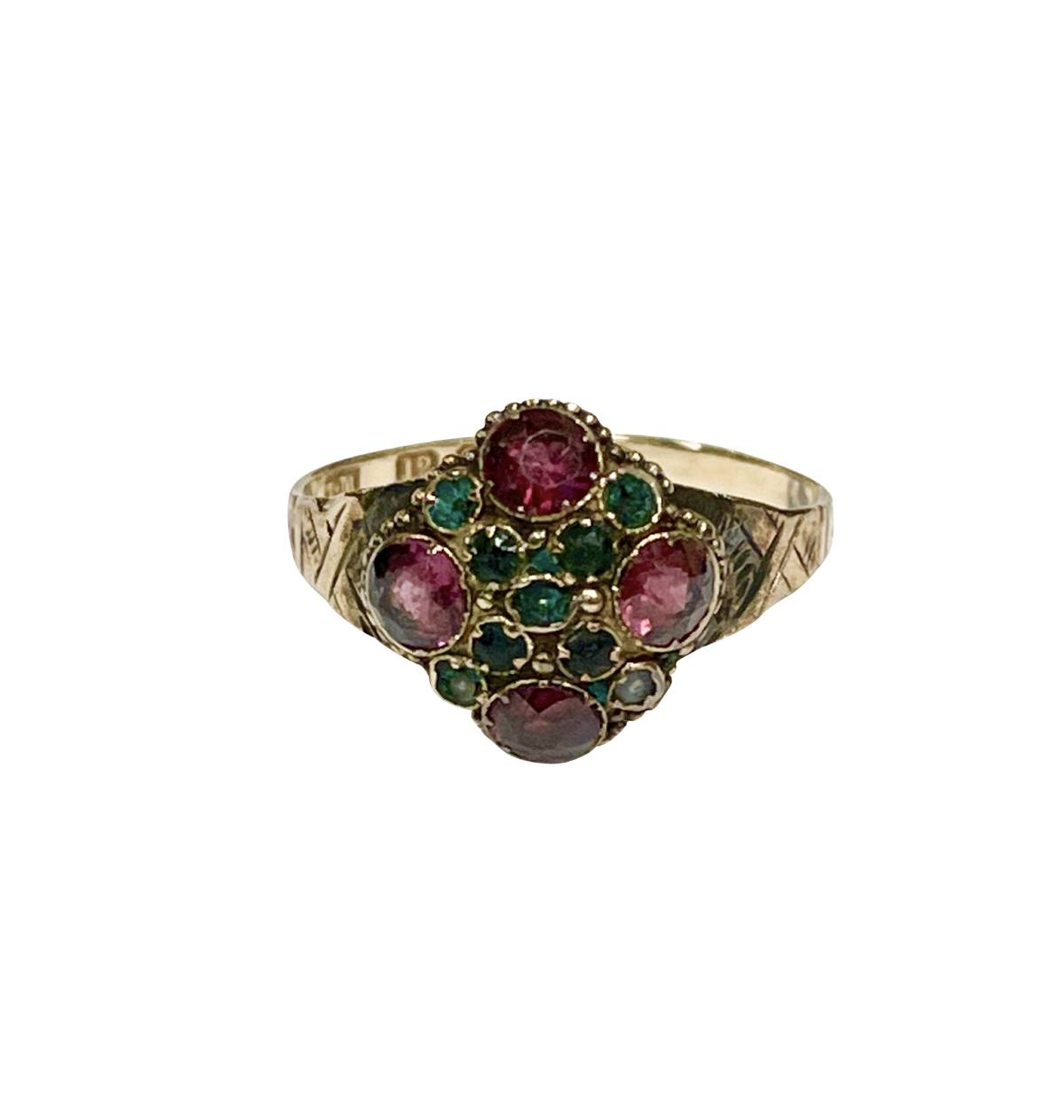 Victorian 12k Gold &amp; Garnet Ring - Helen Storey Antiques