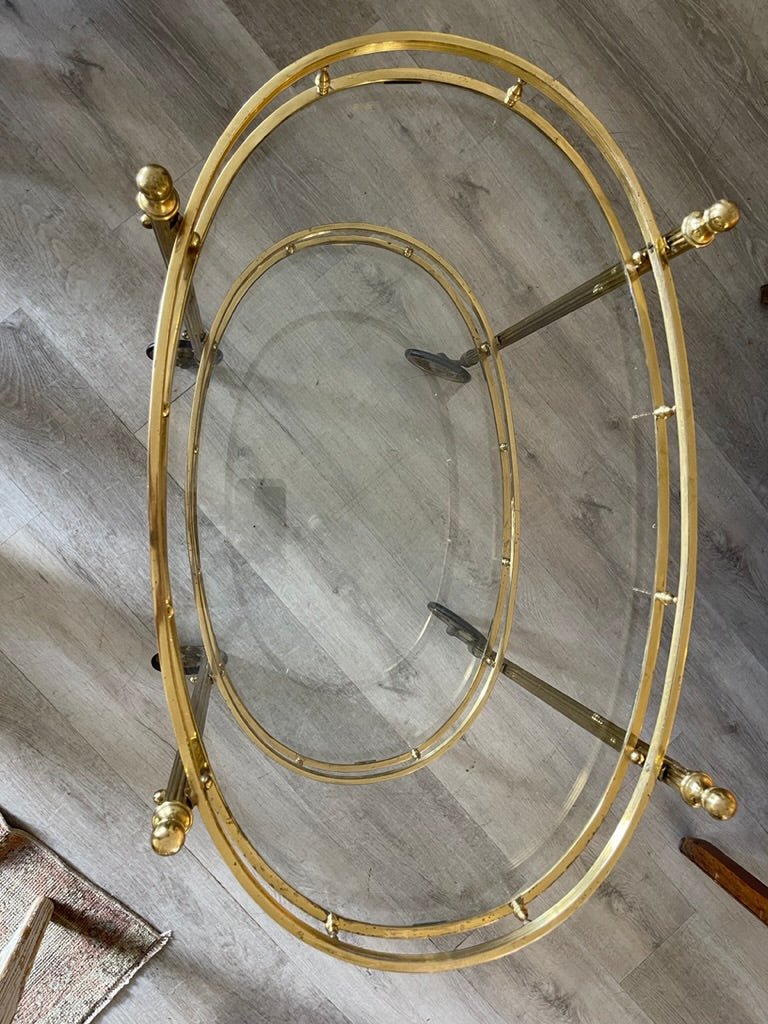 VINTAGE FRENCH BRASS BAR CART, 20th Century - Helen Storey Antiques