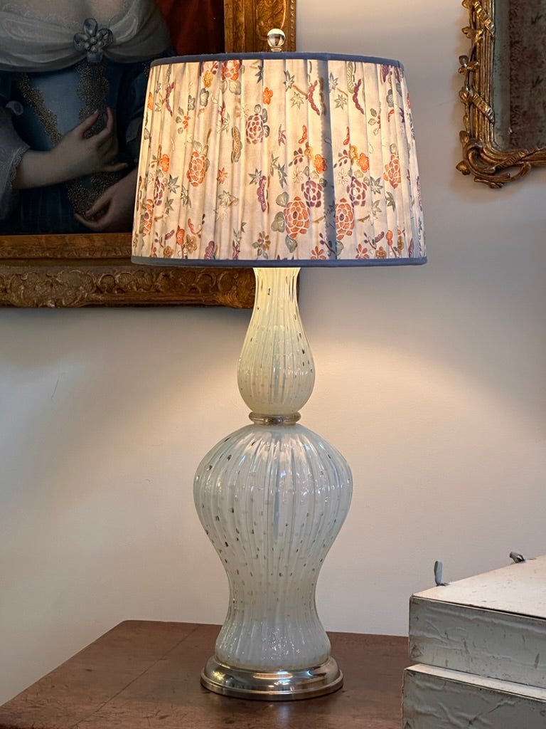 White Opaline Murano Glass Table Lamp Circa 1960 - Helen Storey Antiques