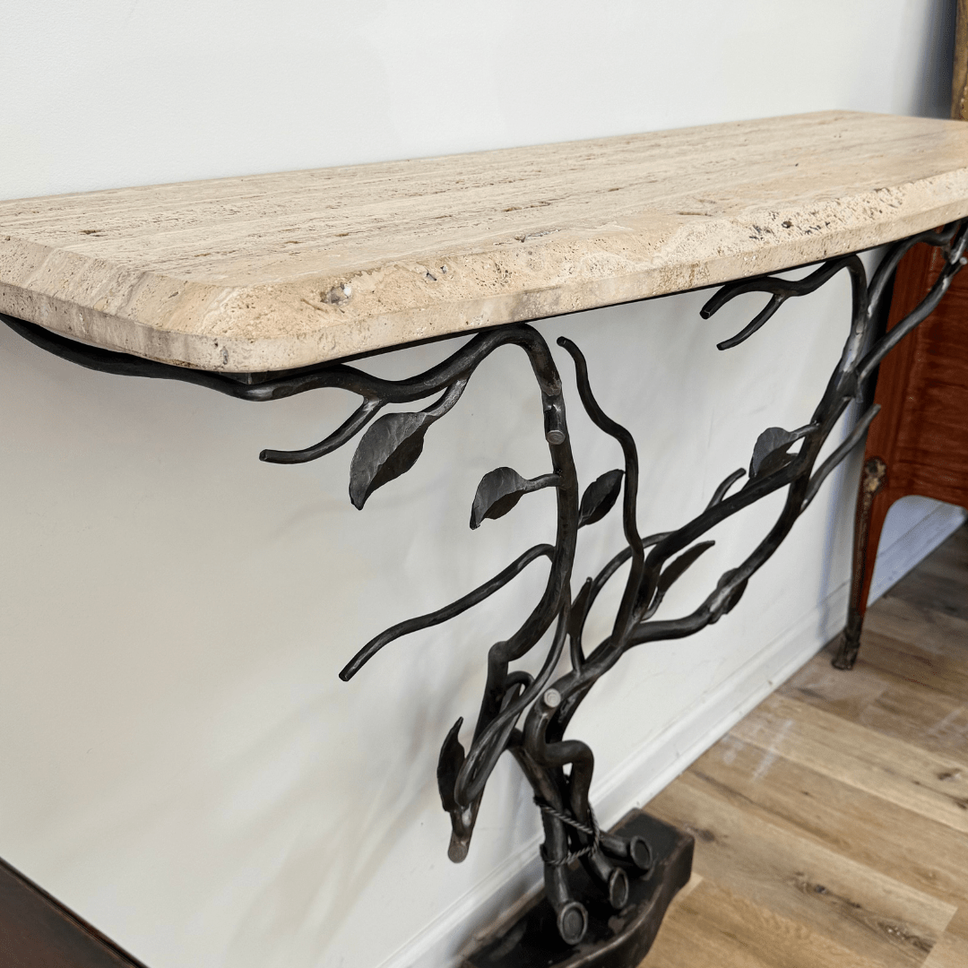 William Switzer French Art Nouveau Style Iron Console Table - Helen Storey Antiques